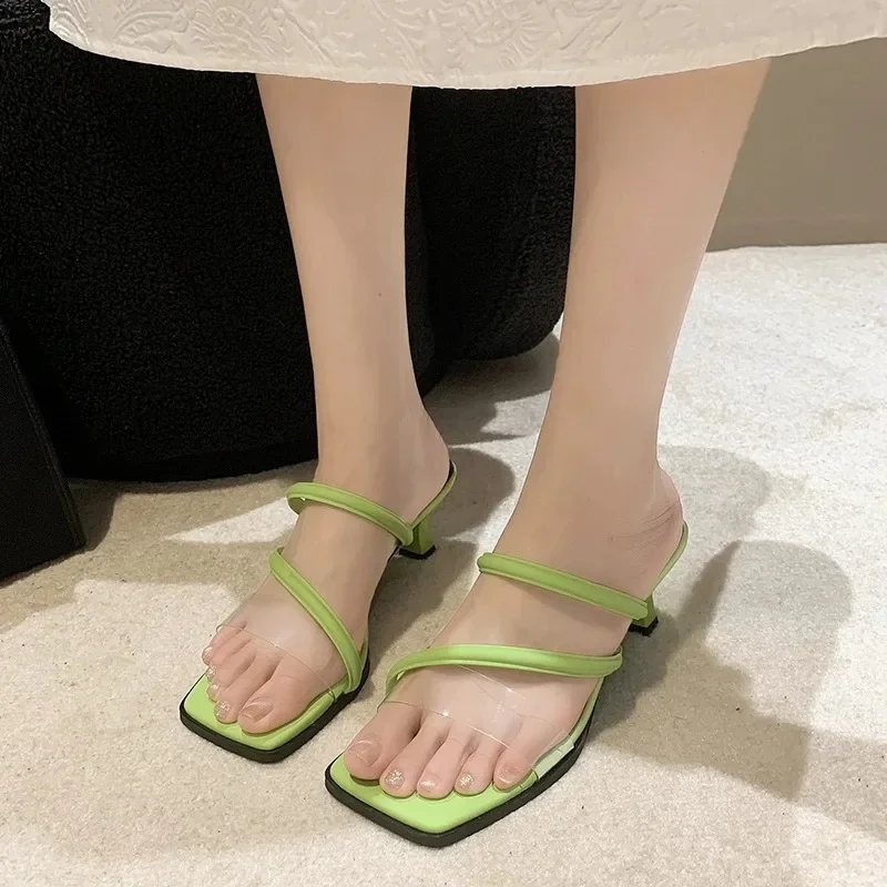 Slippers Women Summer Shoes Med Luxury Slides Pantofle Rubber Flip Flops Thin Heels Shallow Lady Soft Designer 2024 Hawaiian