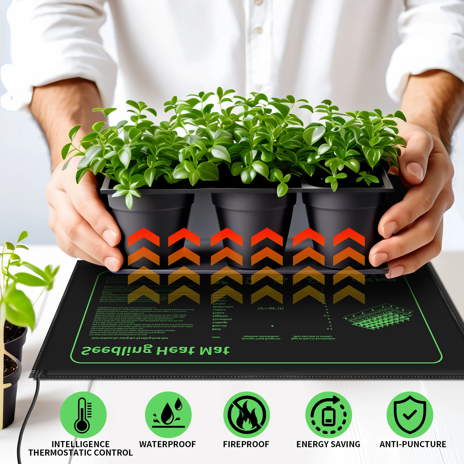 20 inchx10 inch Seedling Heat Mat Waterproof Garden Plants Germination Propagation Heating Pad Clone Starter Mat US/UK Plug