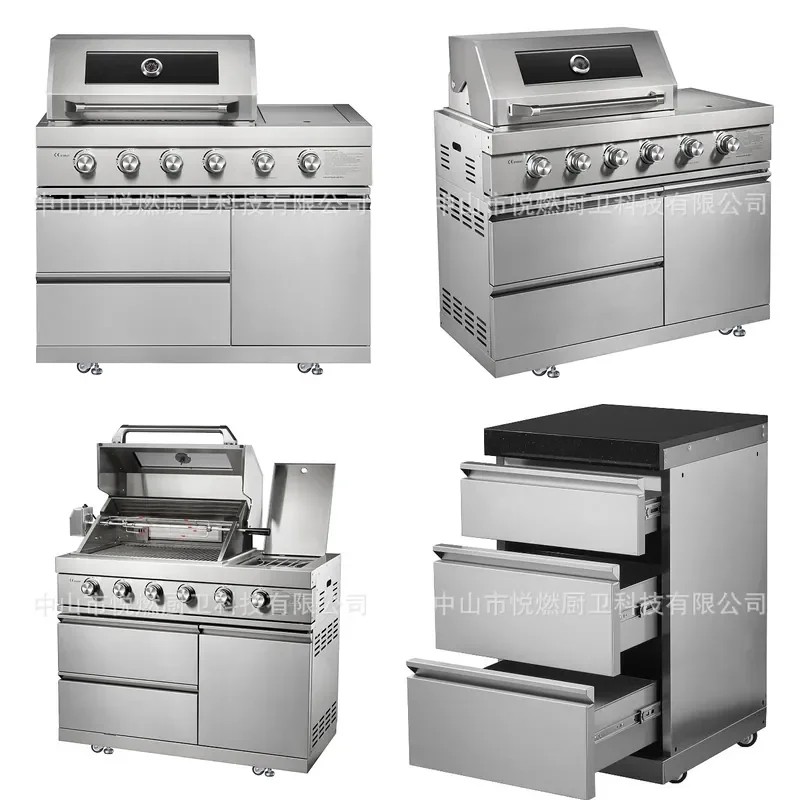 Stainless Steel Built-in Gas Grill Outdoor Cabinet Table for Villa Hotel Patio BBQ Cooking Station