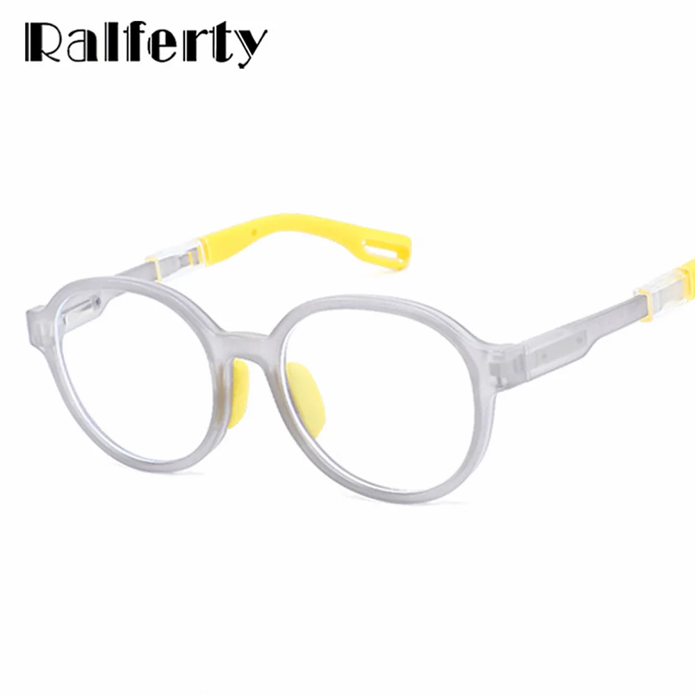 Ralferty TR90 Round Child Eyeglass Frames No Graduated Glasses for Kids Anti-glare Lenses and Blue Light Filters Spectacles 2024