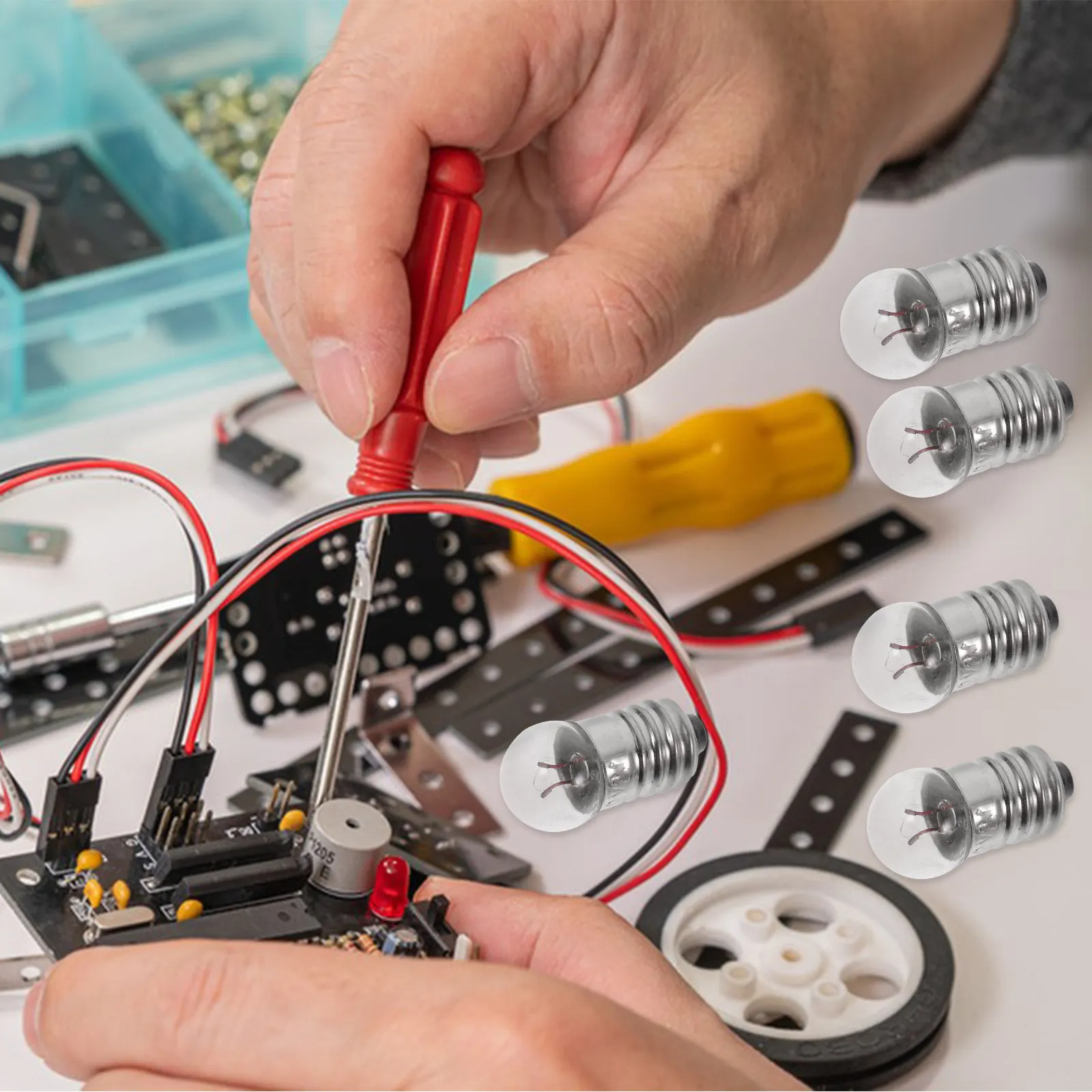 

50 шт. миниатюрных лампочек 1,5 В с винтовым цоколем для образовательных проектов по электронике, компактные, портативные