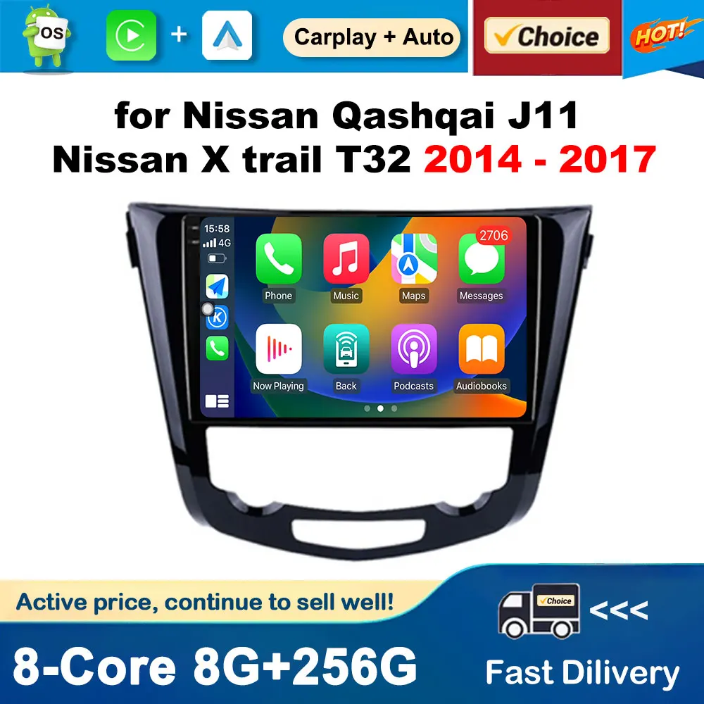 Navigazione GPS automatica Android 10.1 pollici per Nissan Qashqai J11 Nissan X trail T32 2014 - 2017 lettore Radio multimediale per Auto CarPlay