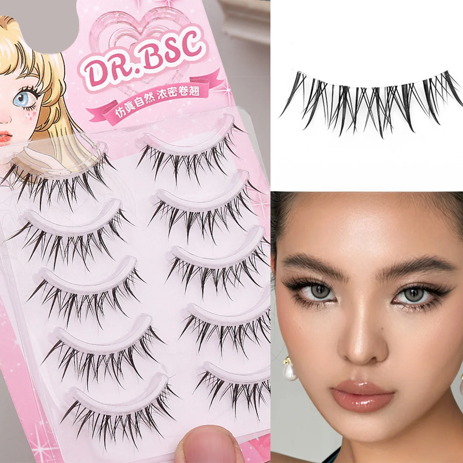 5 Par Czarne Naturalne Rzęsy Pełne Paski DIY Cosplay Delikatne Rzęsy w Paskach Dla Dziewczyn Kobiet DIY Koreański Słodki Makijaż