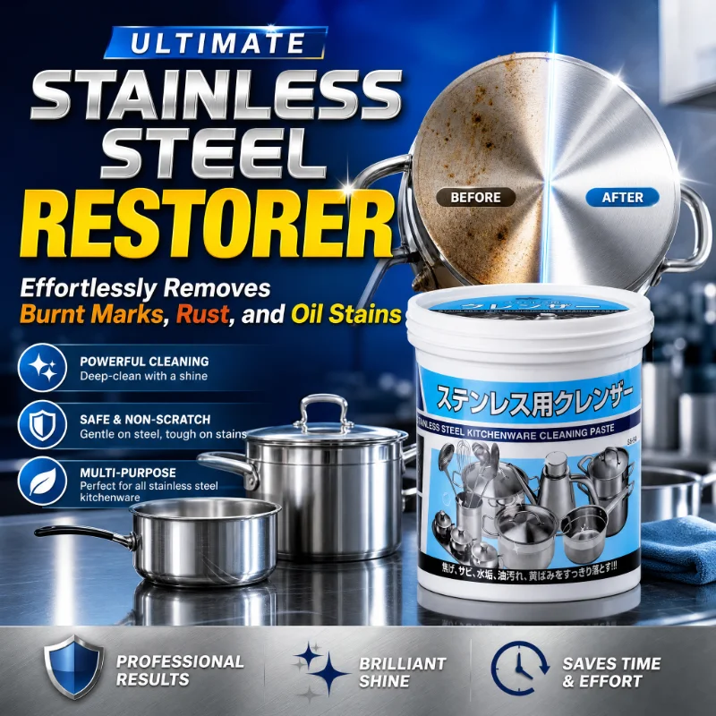 Multi-Purpose Stainless Steel Polish Paste for Pots Pans, Remove Black Burn Marks & Rust