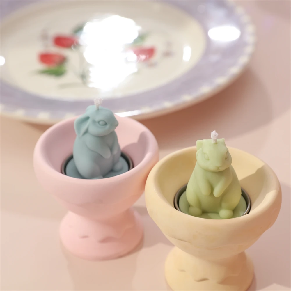 Boowan Nicole Easter Rabbit Tealight Candle Silicone Mold DIY Easter Egg Candle Making Handmade Easter Gift Home Decor
