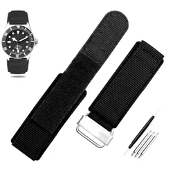 22mm 24mm Canvas Velcro Nylon Strap Fabric Band Fits For Breitling Panerai PAM111 Rolex Watch Bell Ross BR01 BRO3
