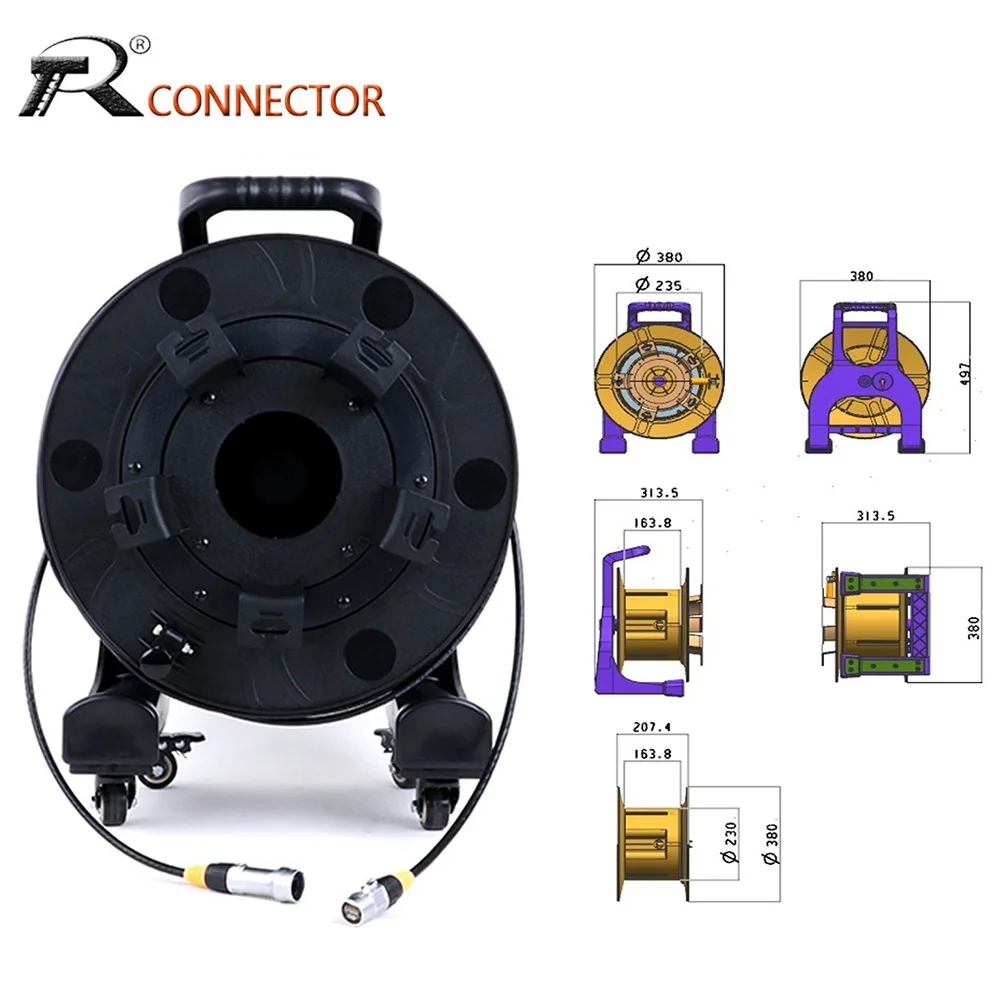 Waterproof RJ45 Male to Female RJ45 Cat.5E/CAT.6A UTP/STP Network Ethernet Extension Cable PCD380 Drum with Wheel for LED Stage