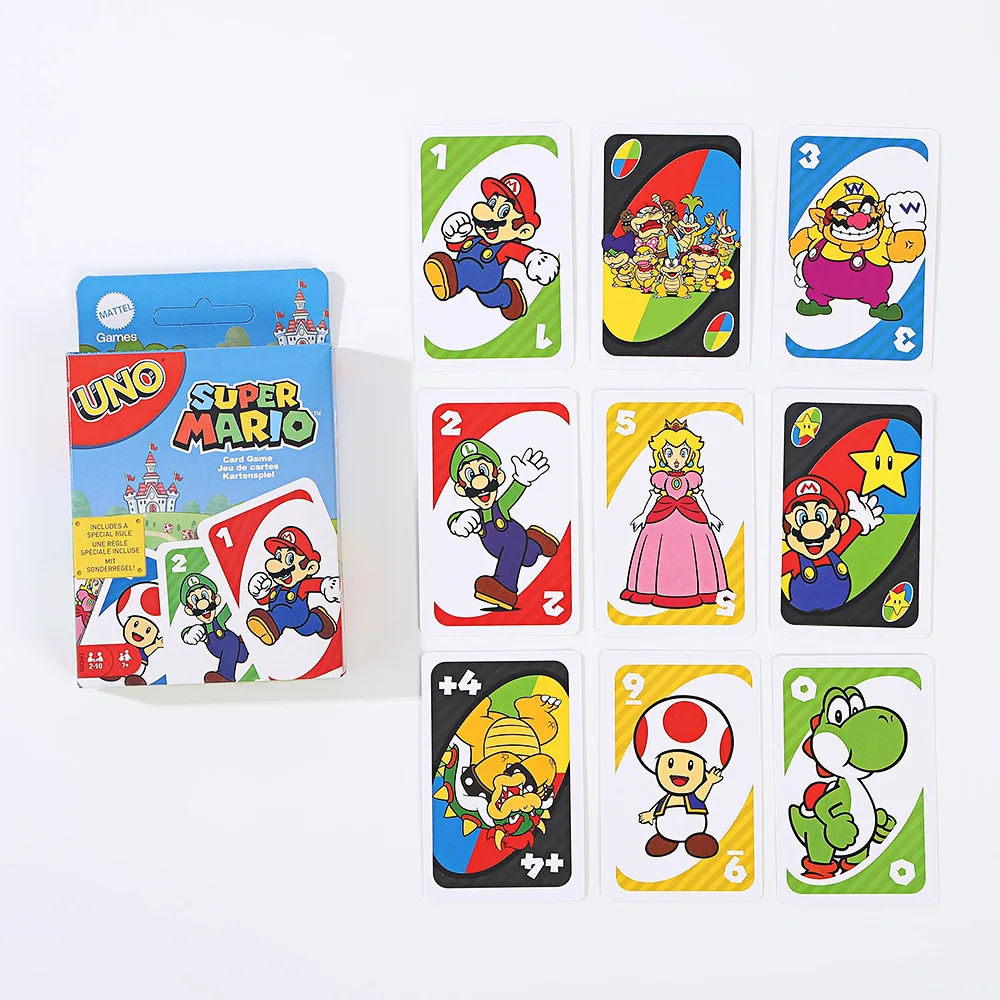 Mattel Games Uno Super Mario Card Game Animated Character Deck with 112 Cards for 7 Year Olds Up Older Gift Battle Game Card Toy