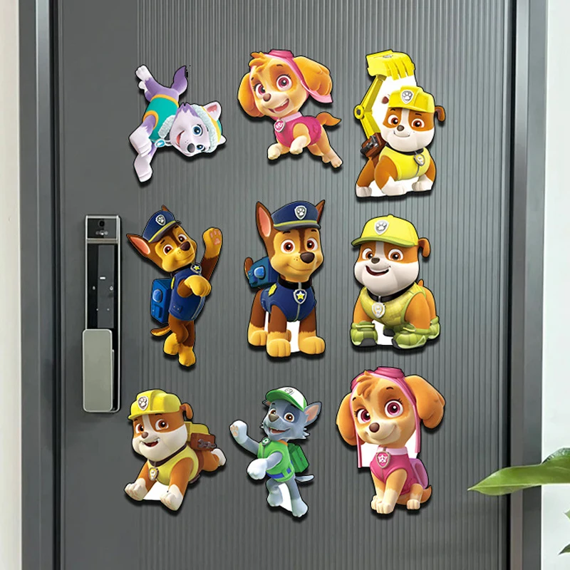9 Uds. Imanes de refrigerador Paw Patrol Chase dibujos animados Kawaii lindo decorativo para el hogar imán grande para nevera dispositivo de pizarra personalizado