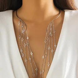 Long Tassel Opening Choker Neck Fashion Imitation Pearl Pendant New Temperament Women Chain Necklace Individualized Personality