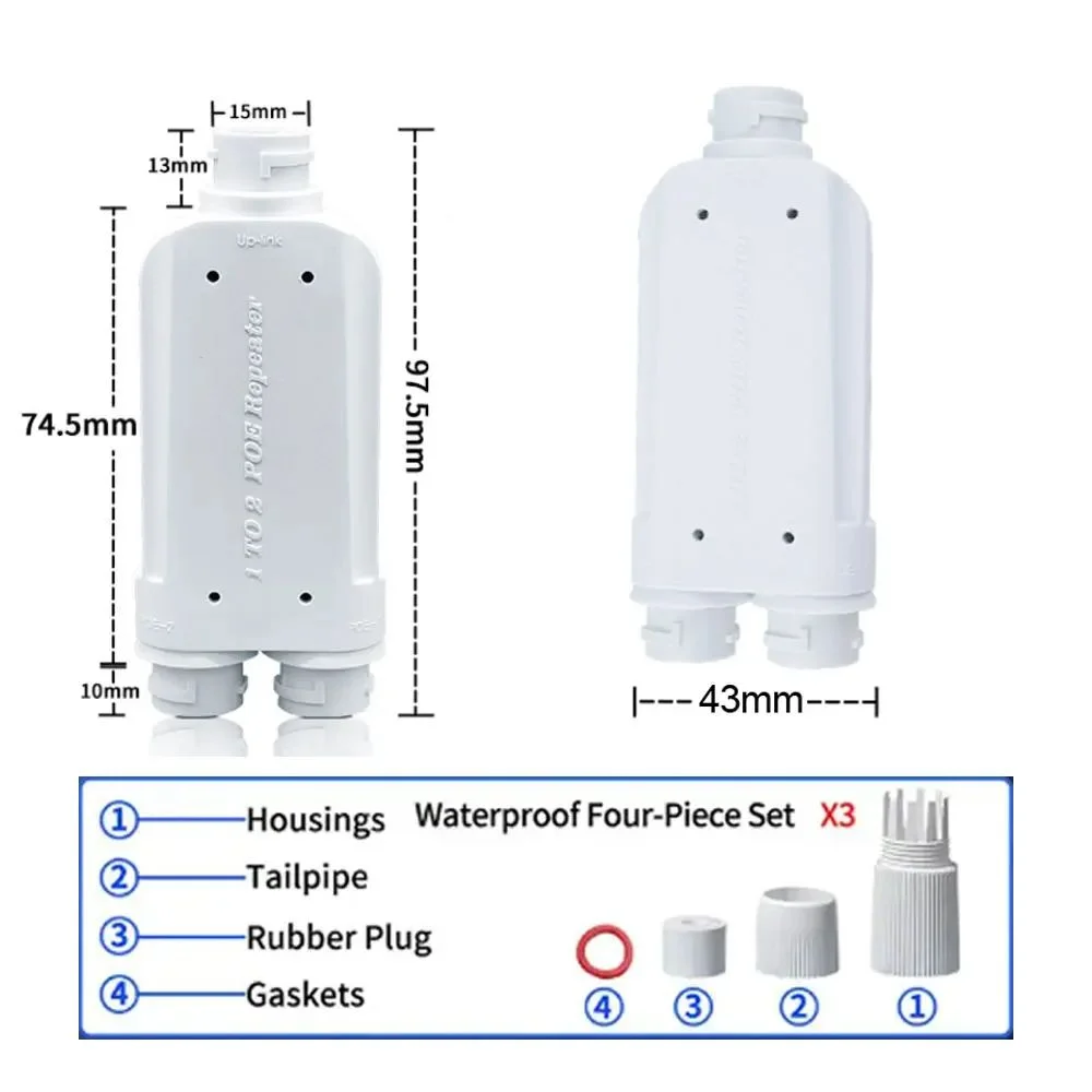 Waterproof PoE Splitter 1 in 2 Out Extender 100m Extension 10/100Mbps Ethernet Outdoor PoE Repeater for IP Camera Plug and Play