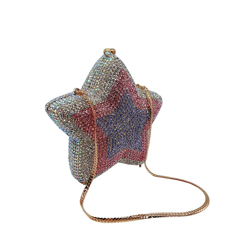 

Star Shaped Crystal Evening Bags Women Boutique Gorgeous Sparkling Rhinestone Mini Metal Clutch Purses Wedding Party