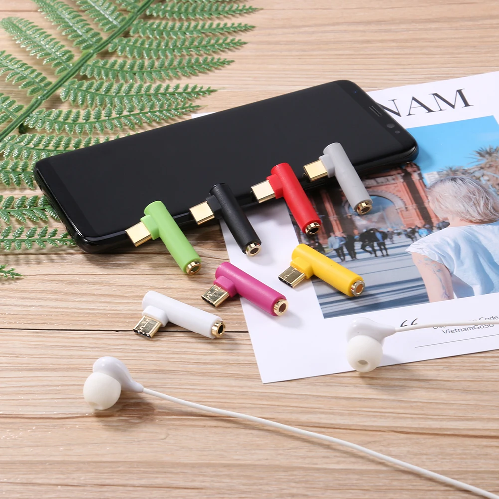 محول سماعة الرأس USB-C 90 درجة من النوع C ذكر إلى 3.5 ملم أنثى محول صوت #4