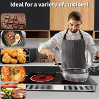 Karinear Ceramic Hob 2 Zones, 3200W Plug in Electric Hob with Safety Lock, Knobs&Touch Control, 56cm Coutertop Freestanding 240V 6
