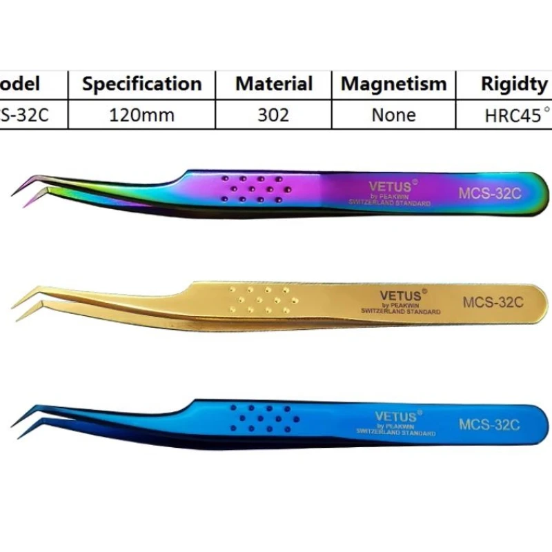 High quality grafting eyelash tweezers, professional queen clip, pure handmade stainless steel, high-precision eyelash clip, mak