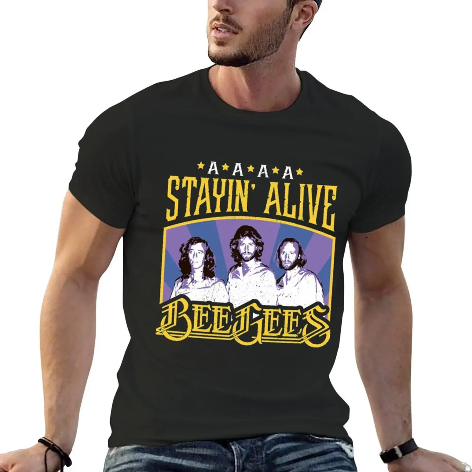 Bee Gees T-Shirt oversize t-shirts man funny shirt cotton aesthetic clothes oversized heavy weight t shirts for men