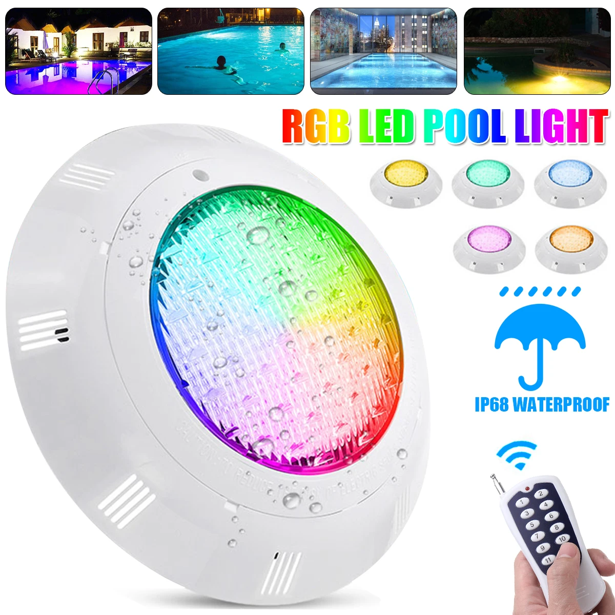 65W LED Underwater Swimming Pool Lights AC12V RGB Color Changing IP68 Waterproof Lamp With Remote Controller For Wedding Party