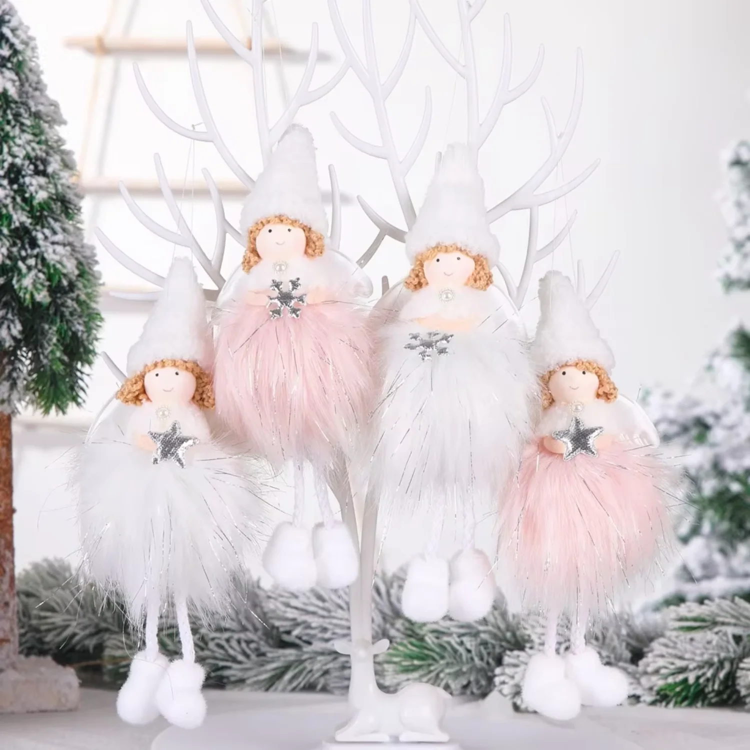 Handmade Plush Skirt Angel Girl Pendant Christmas Crafts Elves Decorations for Angel statue Dog statue Duck Nordic sculpture Skz