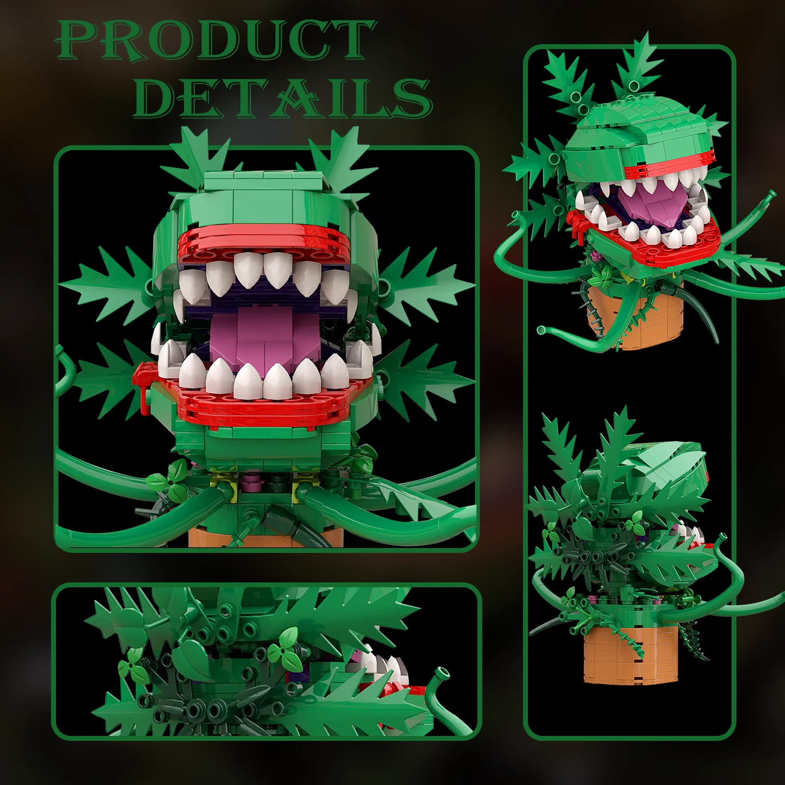 Audrey II Building Blocks Set, Piranha Flower Little Shop of Horrors Building Kit, Cannibal Flower Toys Gifts for Kids Adult