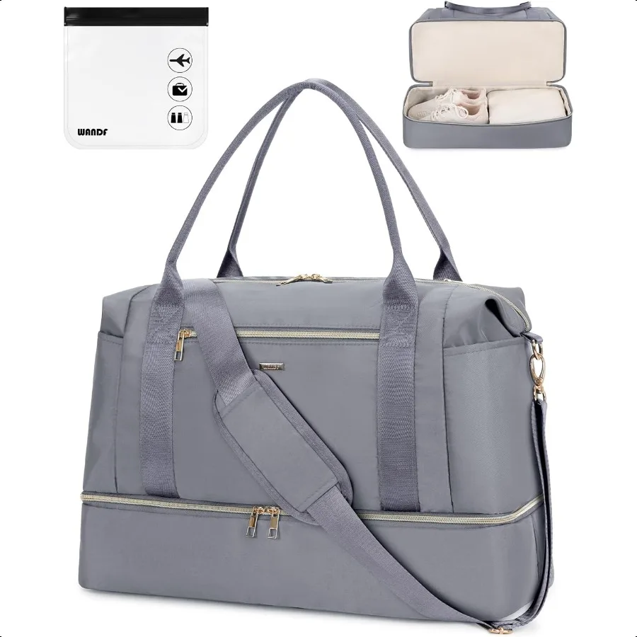 

WANDF For Spirit Airlines Personal Item Bag 18x14x8 Underseat with Wet Pocket Shoe Compartment Tsa Appd Toiletry Bag