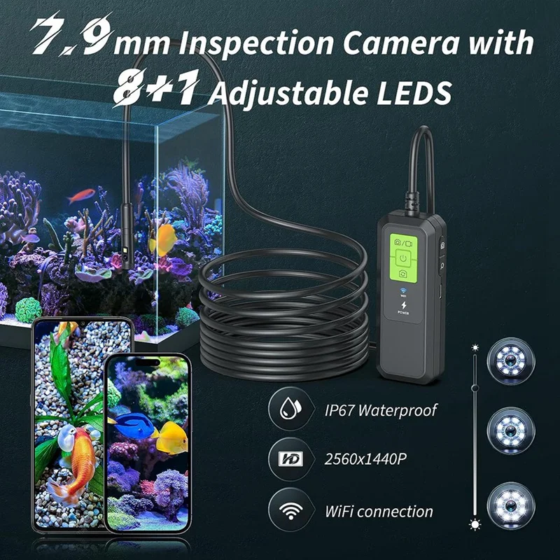 Industrie datenlogger, Endoskop kamera mit Licht, WLAN-Inspektions kamera 1280p HD-Endoskop-Schlangen kamera