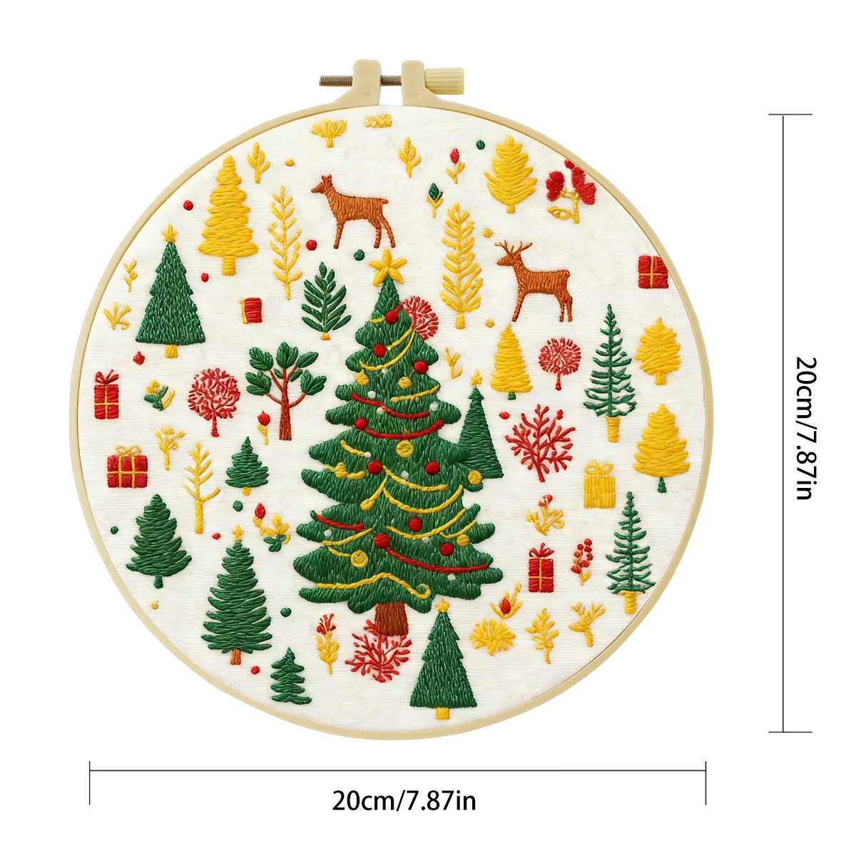 1 Stück 20x20 cm/15x15 cm 7,87/6,3 Zoll Baum-Stickerei-Starter-Kit DIY-Kit DIY-Stickerei-Set Handarbeiten Heimdekorations-Set für Anfänger – Detail 3