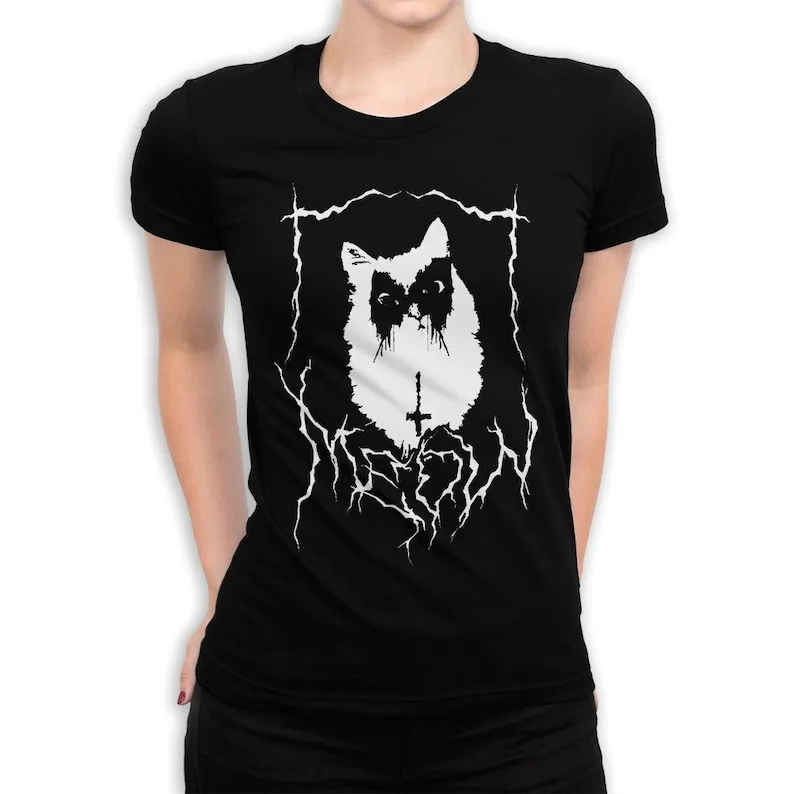 Black Metal Cat Meow T-Shirt Men's Women's Sizes (dmm-188)