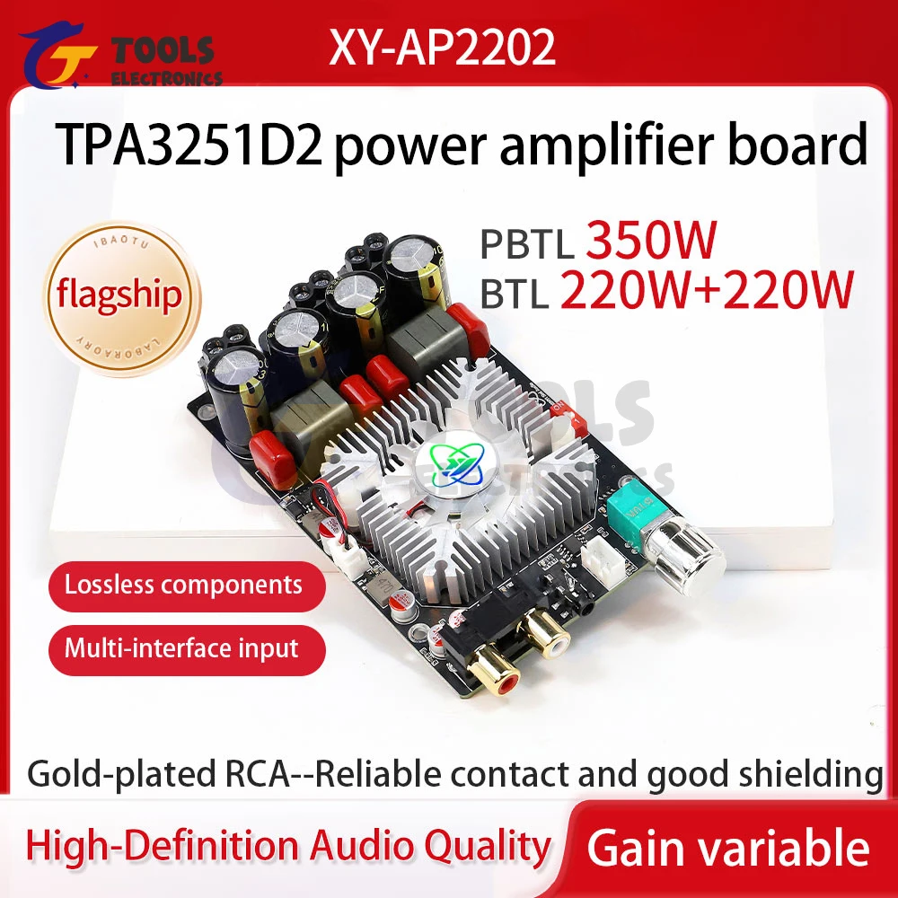 

XY-AP2202 Pure post-amplifier board TPA3251D2 220W+220W High Temperature HiFi Digital Amplifier Board DC12-36V