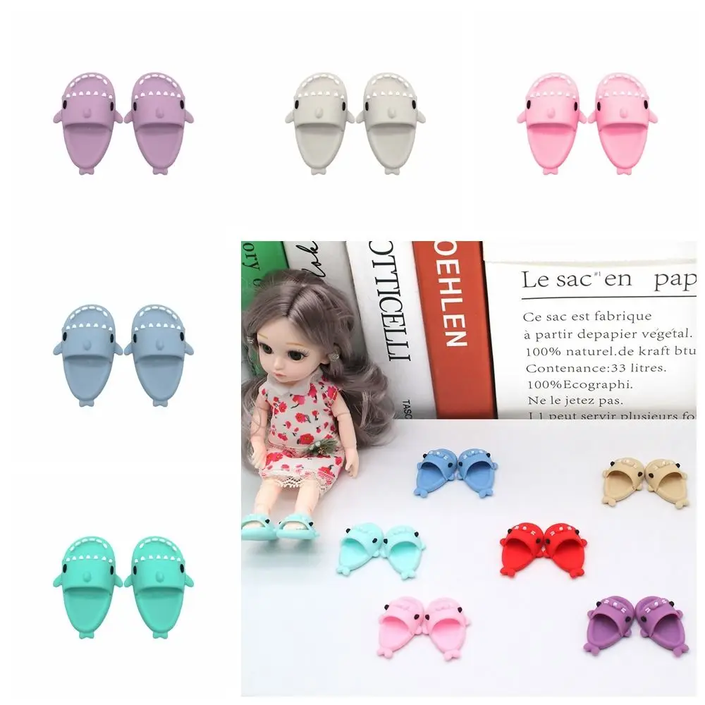 1 pair 1:12 Dollhouse Miniature Things Cute Shark Slippers Doll Shoes Suit For Ob11 1/12 Doll Gsc DOD, YMY Doll Accessories