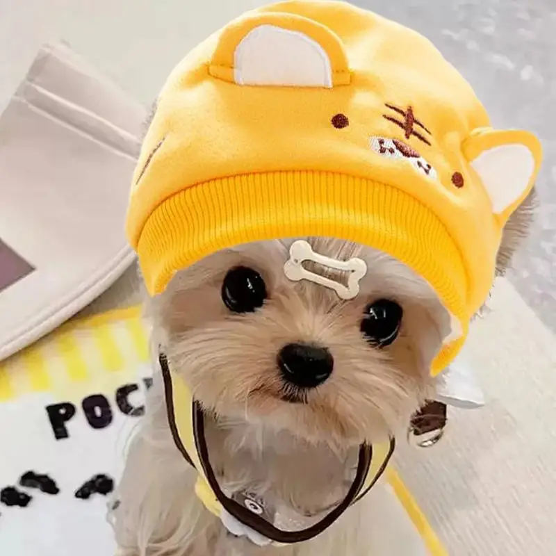 Warm Hat For Cat Comfortable Cute Puppy Beanie Hat Pet Supplies Animal Shape Design Pet Headwear Hat Adjustable For Small Dogs