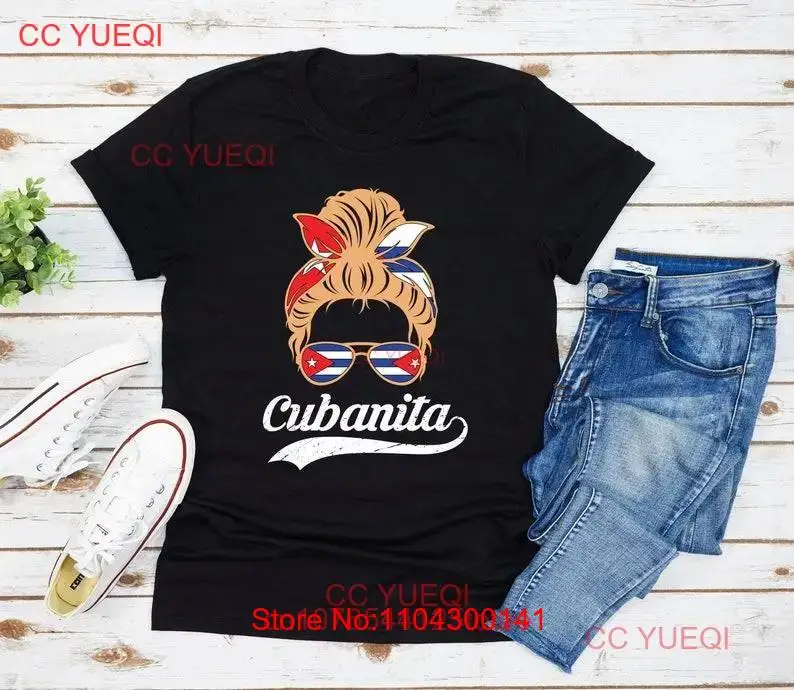 Cubanita T Shirt Cuban Girl Power Flag Heart Feminist Mujeres Cubanas Women long or short sleeves