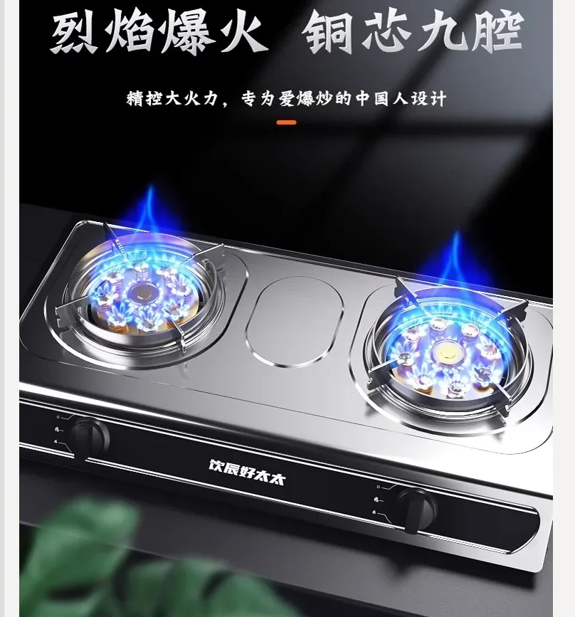 

Haotaitai Double Burner Gas Stove High Flame Home Use LPG Natural Gas Desktop Cooking CAL