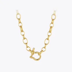 ENFASHION Punk Lock Necklace For Women Stainless Steel Hook Choker Necklaces Gold Color Fashion Jewelry Collier Femme P213233