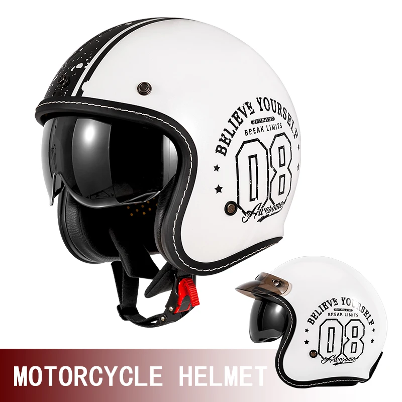 Cruise Retro Motorcycle Semi-Helmet Motorcycle Three-Quarters Helmet Summer Four-Season Breathable Electric Vehicle Helmet Safet