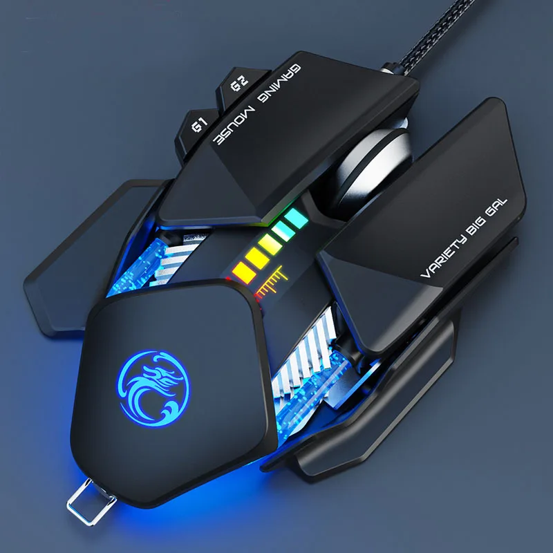 6 Keys Wired RGB E-sports Mechanical Game Mouse 4000DPI Metal Iron Plate Macro Definition Programming For Desktop laptop