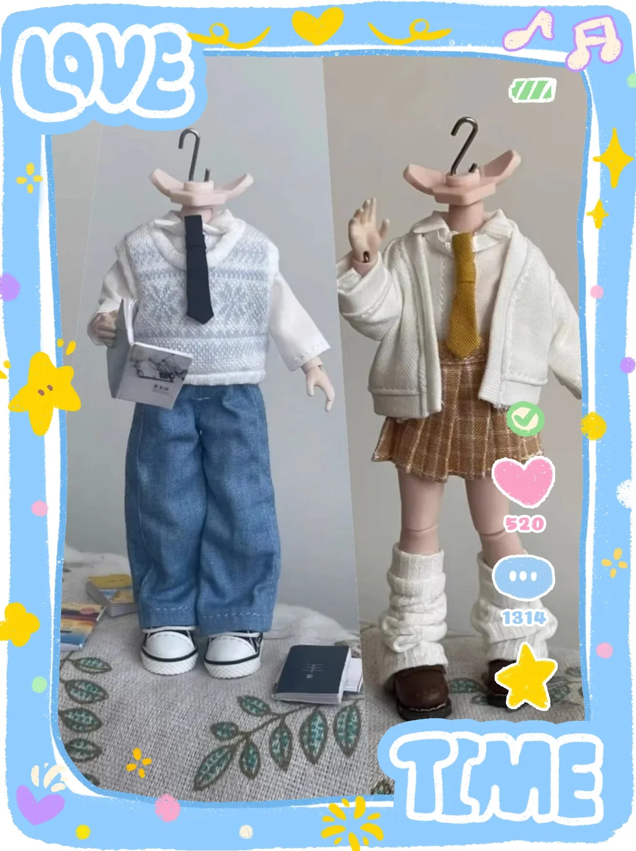

【No Figure】1/12 Scale Female Soldier Clothing Accessories Preppy Style Suit Knitted Vest Shirt Skirt Fit 6''Action Figure Model