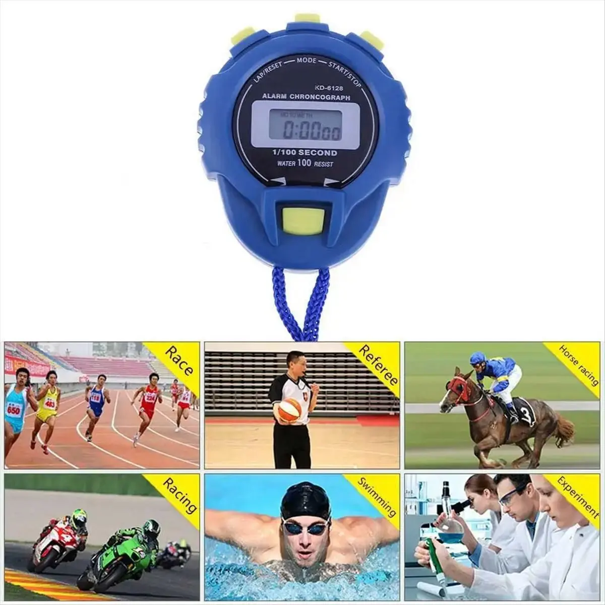 6PCS LCD Electronic Stopwatch Chronograph Digital Timer Sport Counter Odometer Watch