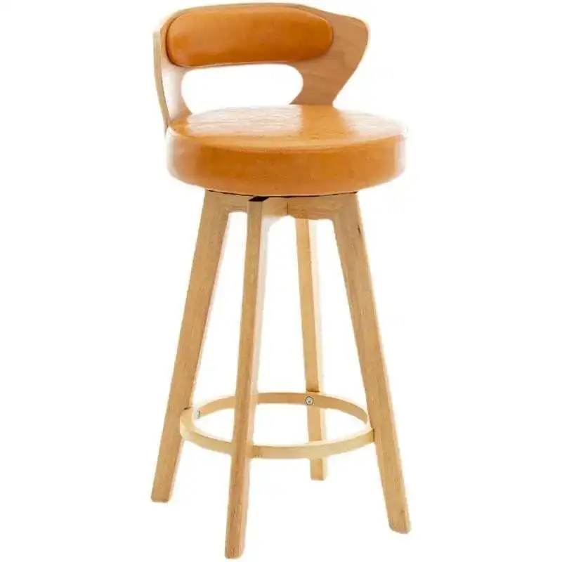 

European Solid Wood Bar Chairs Rotating Back High Bar Chair Retro Kitchen Furniture Creative Luxury Home Cafe Front Desk stool L