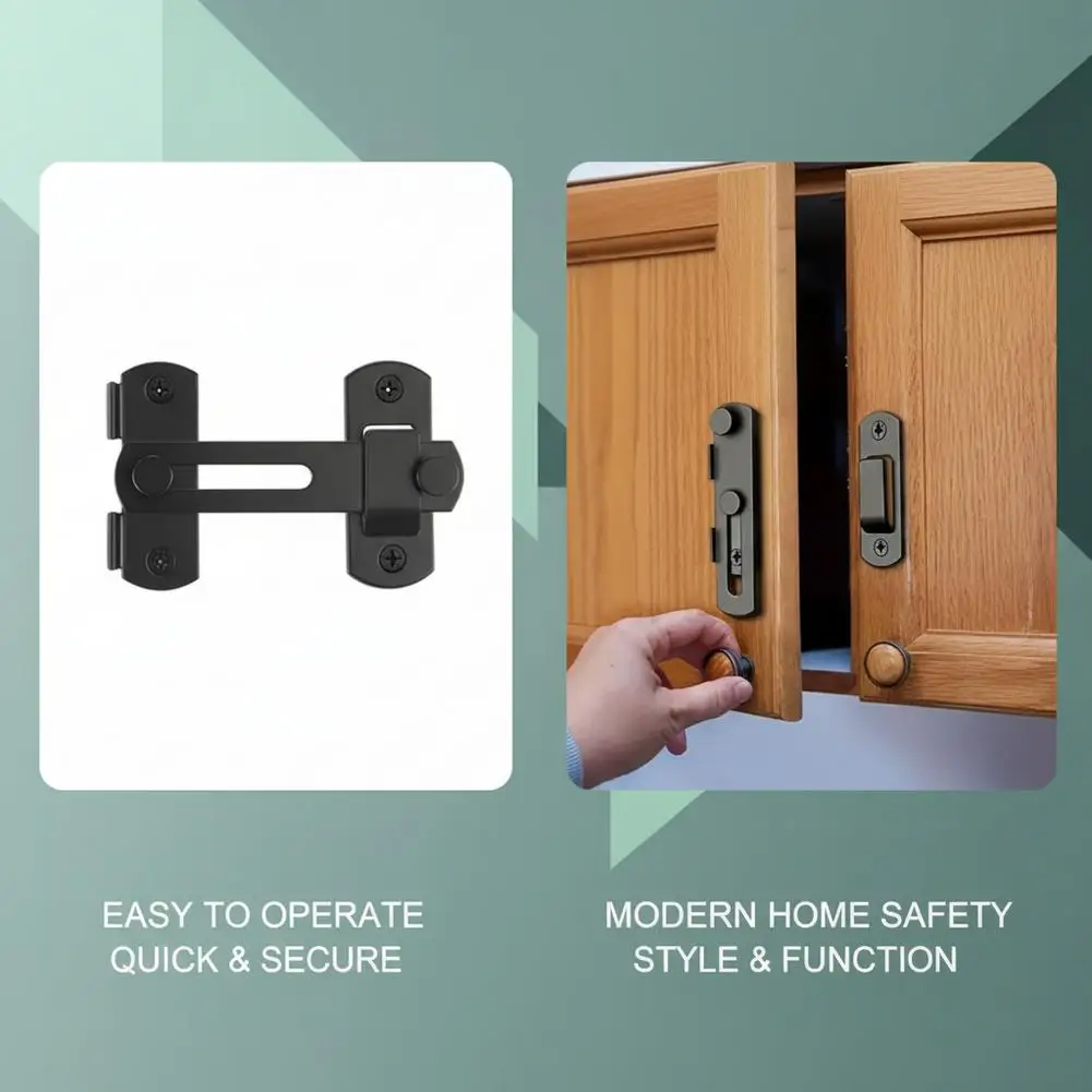 Barn Door Latch Matte Black Hardware Privacy Lock Slide Door Bolt For Bathroom Bedroom Garage Cabinet Safety Gate Buckle