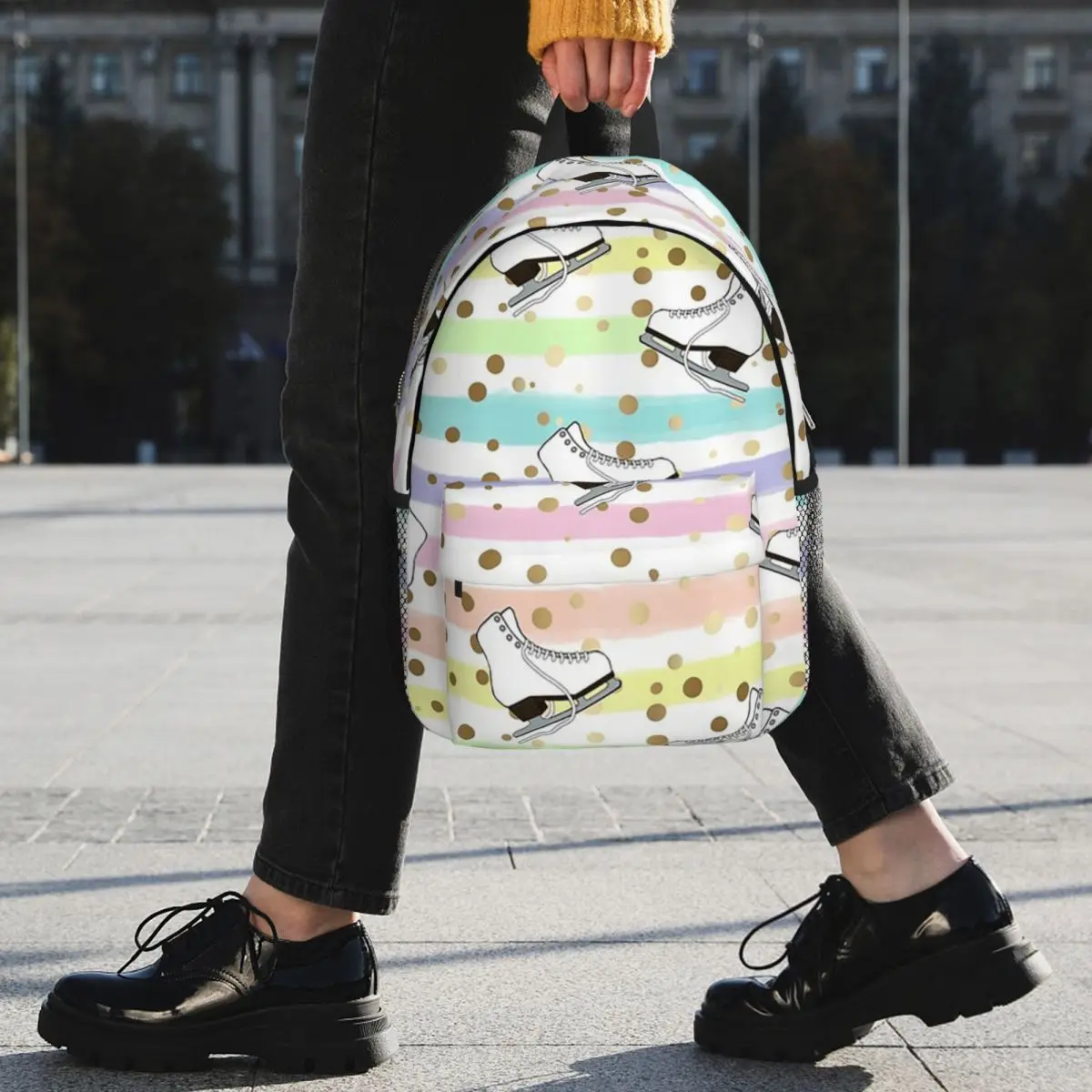 Colorful Ice Skates Pattern Backpack Student BookBag Children School Bag Computer Shoulder Bags for Boys Girls