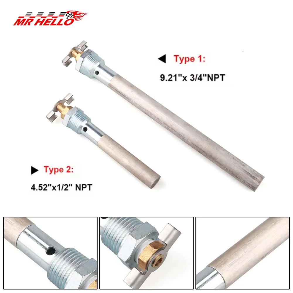 

3/4 ''NPT/234 мм, 1/2''NPT/1115 мм Длина Водонагреватель для автофургонов Анодный стержень Надежная защита для подгревателей горячей воды для пригородных Анодный стержень