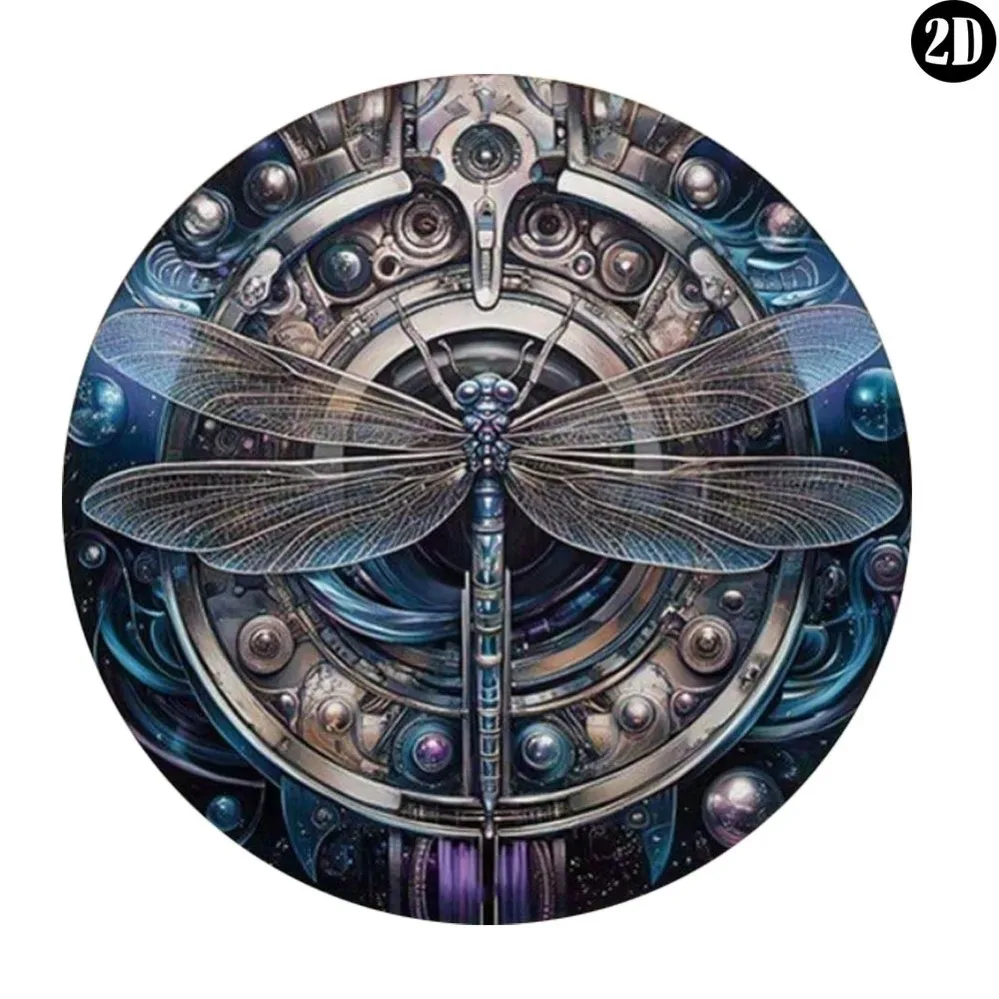 Steampunk Dragonfly Wall Art Metal Mechanical Insect Sculpture Vintage Industrial Round Decor for Living Room Bedroom Cafe Home
