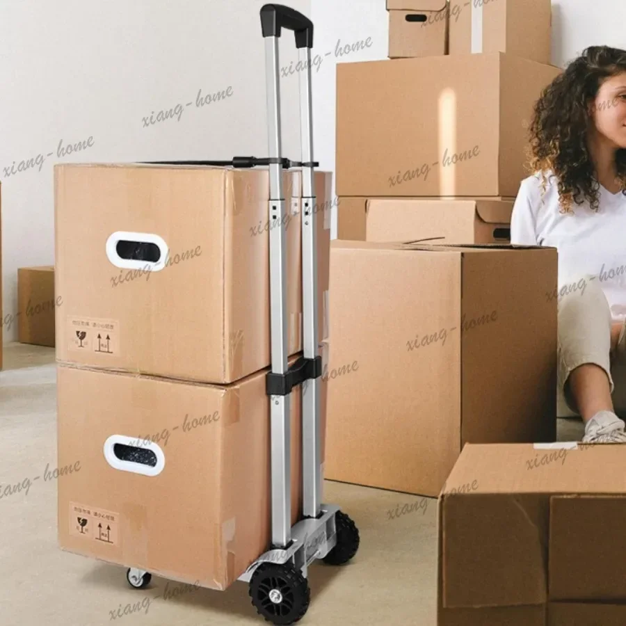 LJY Grocerie Migration Stainles Steel Hand Truck Smooth Flatbed Folding Hotel Trolley Delivery Portable Furniture Carrello Mano