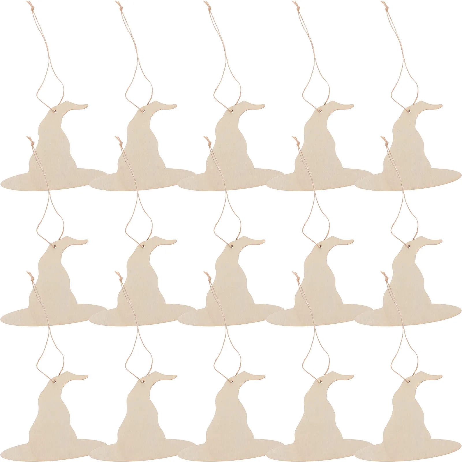 

30 шт. деревянных заготовок в форме шляп ведьмы, неокрашенные, для поделок, украшения для вечеринки на Хэллоуин, подвесные бирки, для росписи, для детей