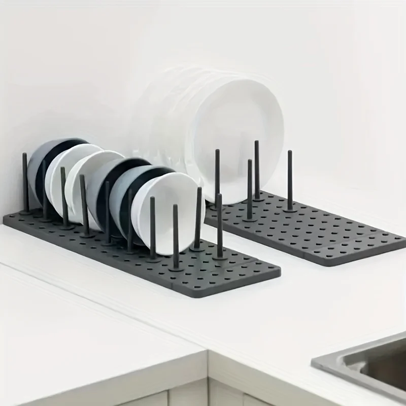 1pc Adjustable Bowl Rack Kitchen Utensil Bowl Storage Rack Scalable Drawer Storage Partition Kitchen Accessories
