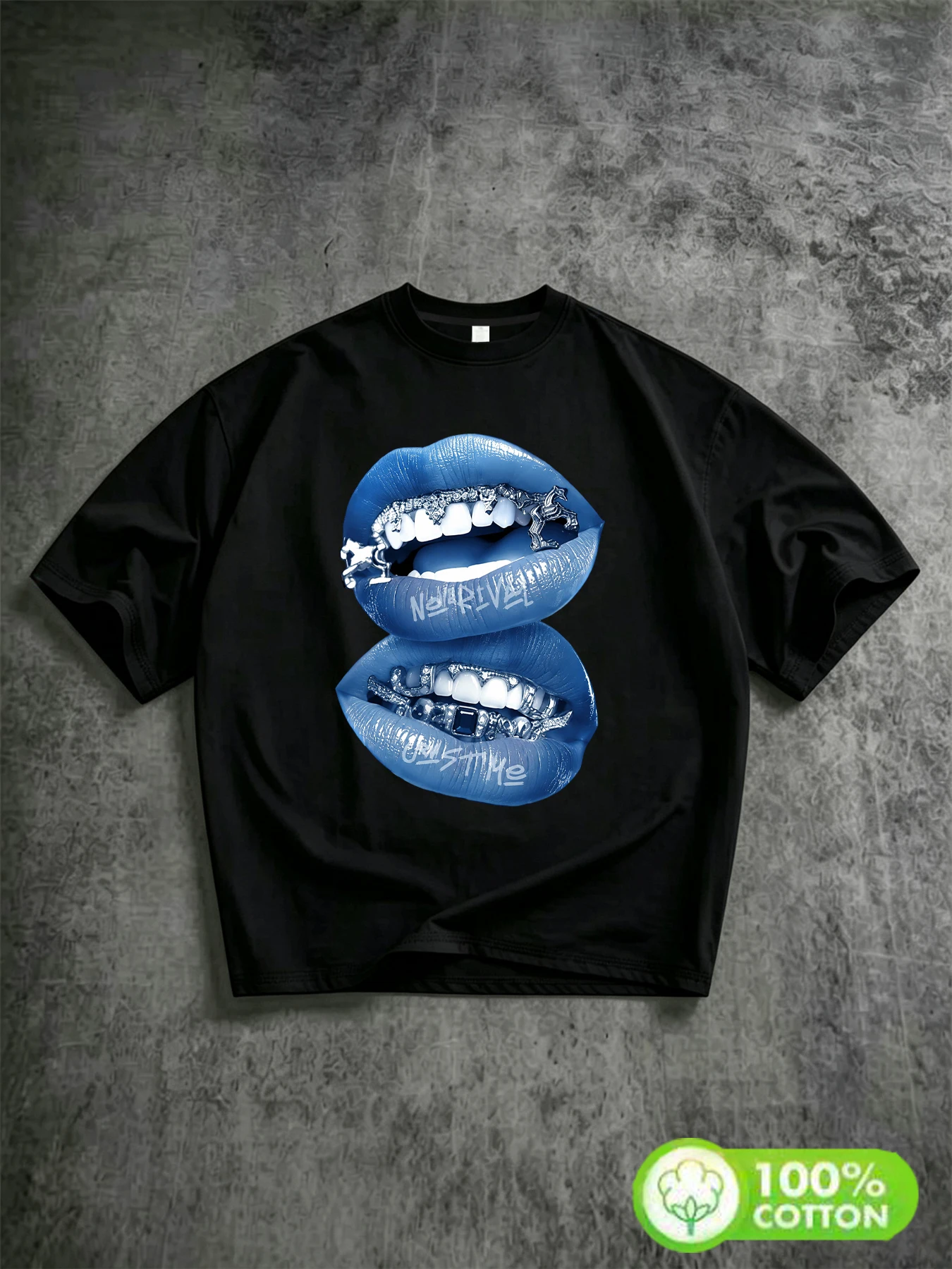 【ZXH340】Two big mouth printed women's T-shirts cotton tops summer short sleeved women's cotton T-shirts street fashion