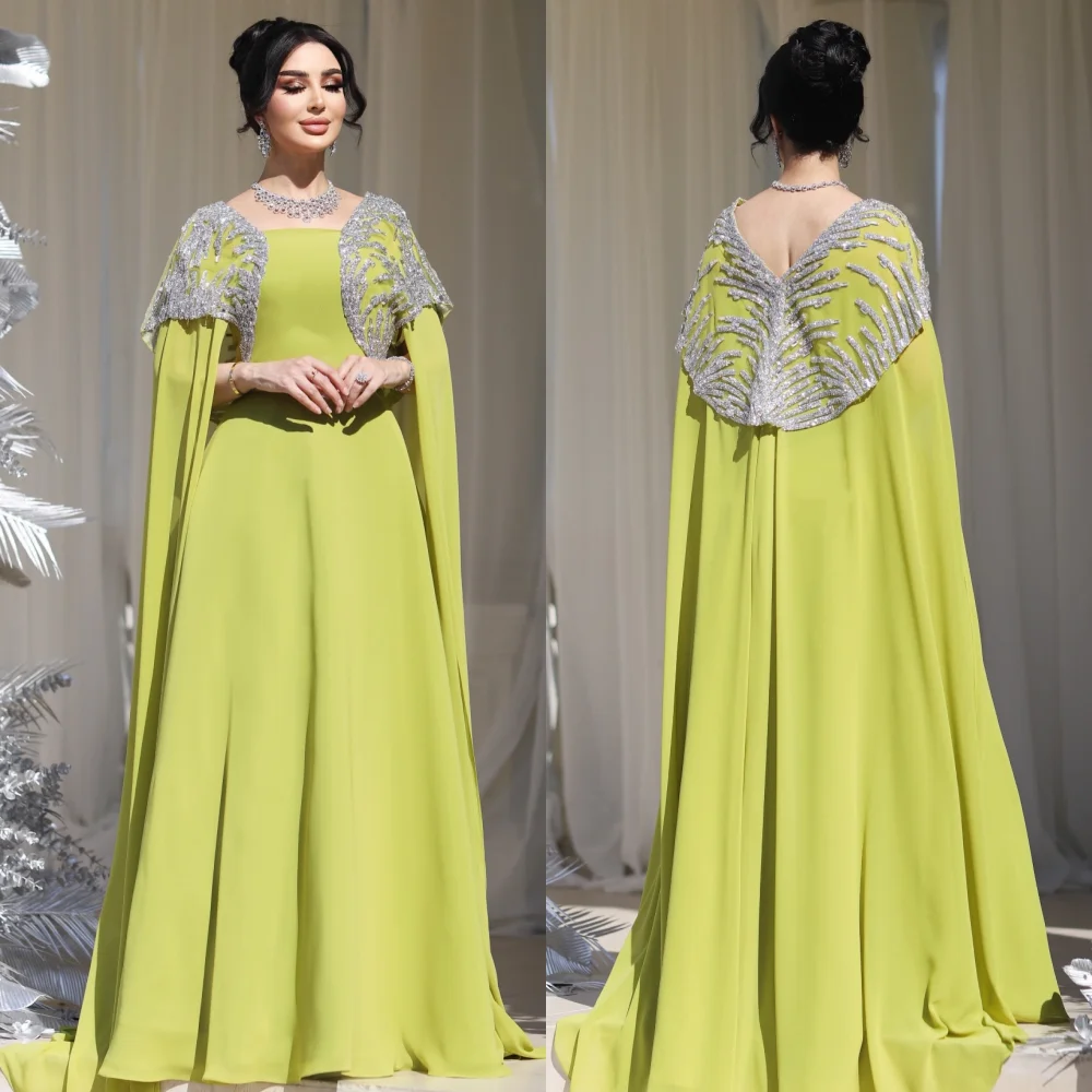 

Customized Evening Gowns Off-the-shoulder Long Shawl Saudi Arabian A-line Long Dresses Bespoke Occasion Elegant Party Sparkle