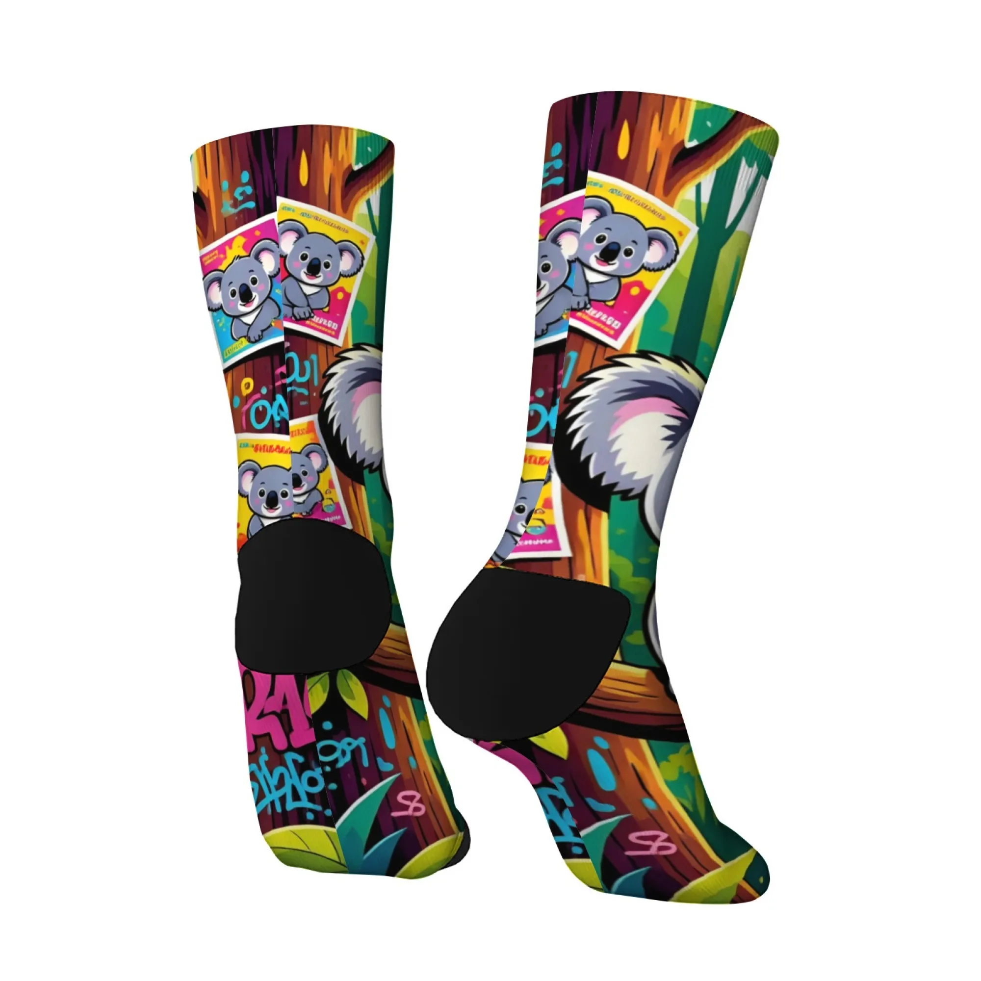 Мужские носки Harajuku в стиле ретро с мультяшным принтом коалы — новый уличный стиль, естественный стиль, повседневные носки, удобные и дышащие