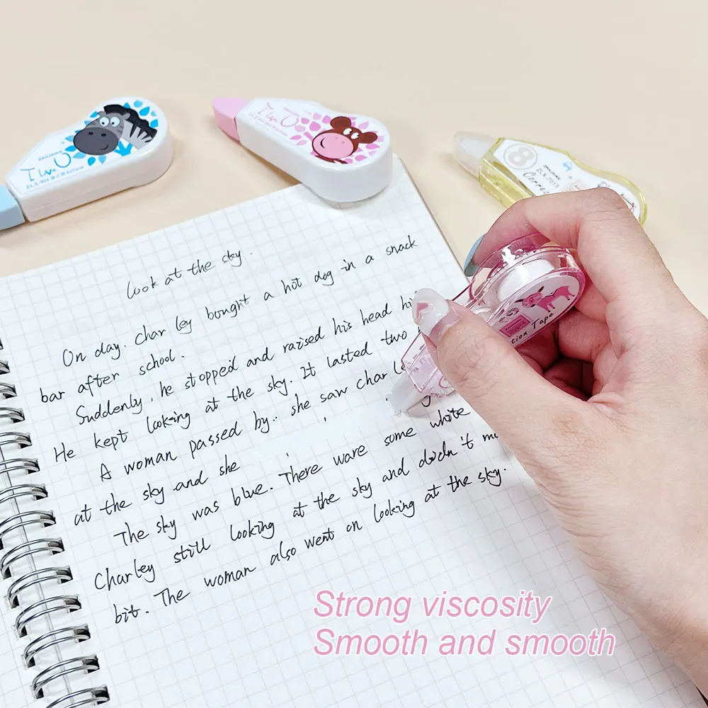 4Pcs Mini Correction Tape, Cartoon Cute Student Error Correction Supplies, Office Financial Correction Tape