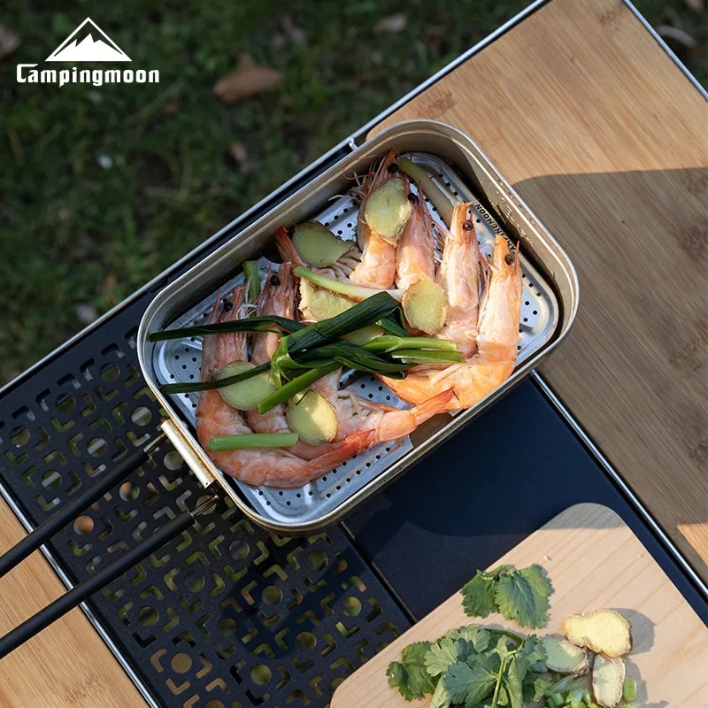 

2013-W Большая алюминиевая корзина для пикника с сеткой на дне, утолщенная сетка для приготовления на пару из нержавеющей стали, увеличенная высота, для кемпинга и активного отдыха